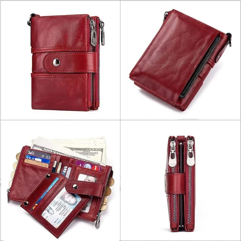 HUMERPAUL Short Wallet Men Genuine Leather Zipper RFID Card BP804