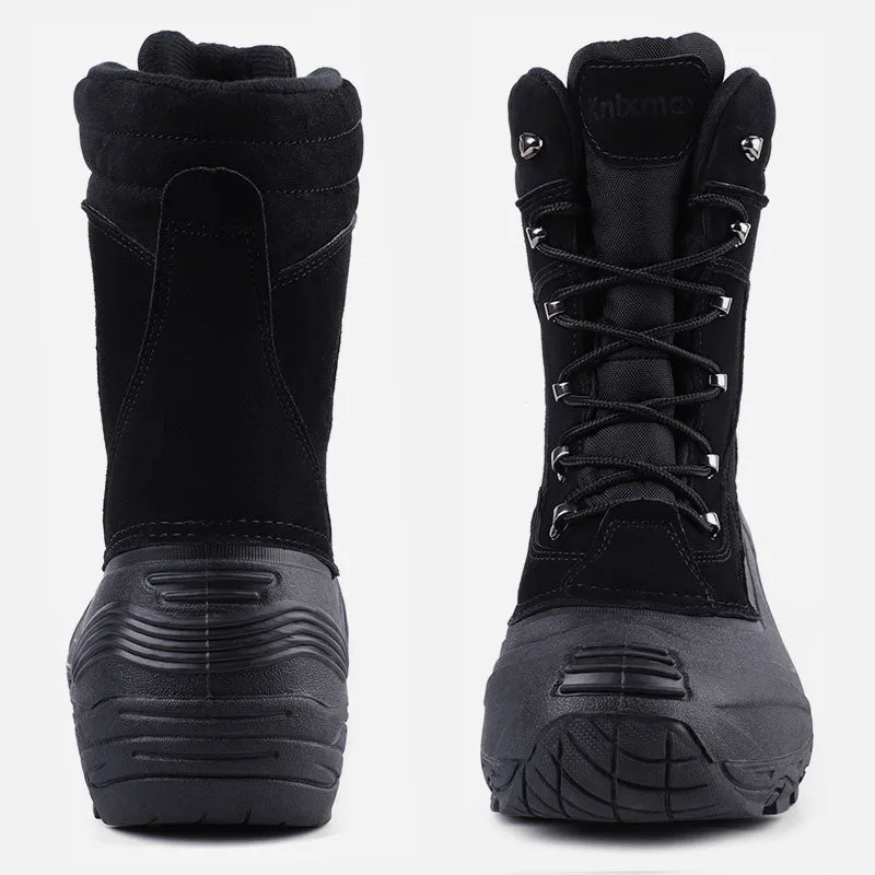 Knixmax Men's Snow Boots Black Waterproof Sole Winter Boots