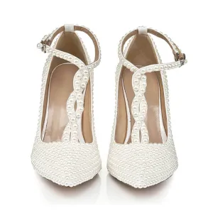 Leather Cutout Rhinestone Close Toe Pumps