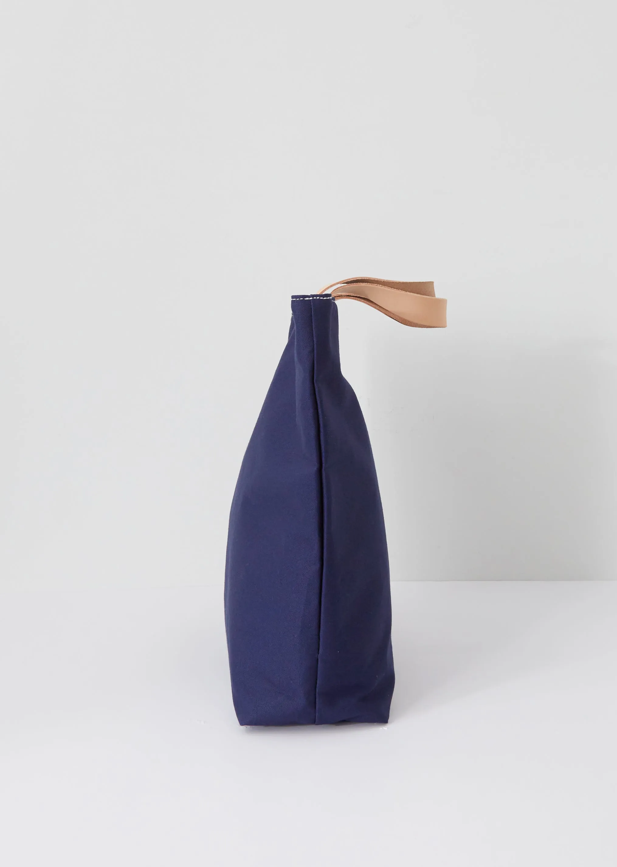 Leather Handle Canvas Tote — Navy
