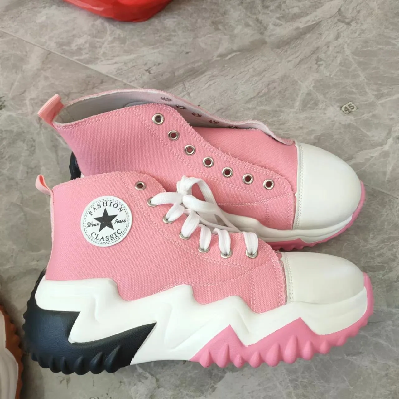 Light Weight Canvas platform shoes with  high tops breathable fashion casual lace-up