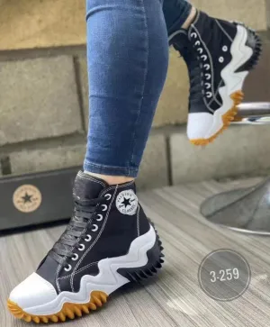 Light Weight Canvas platform shoes with  high tops breathable fashion casual lace-up