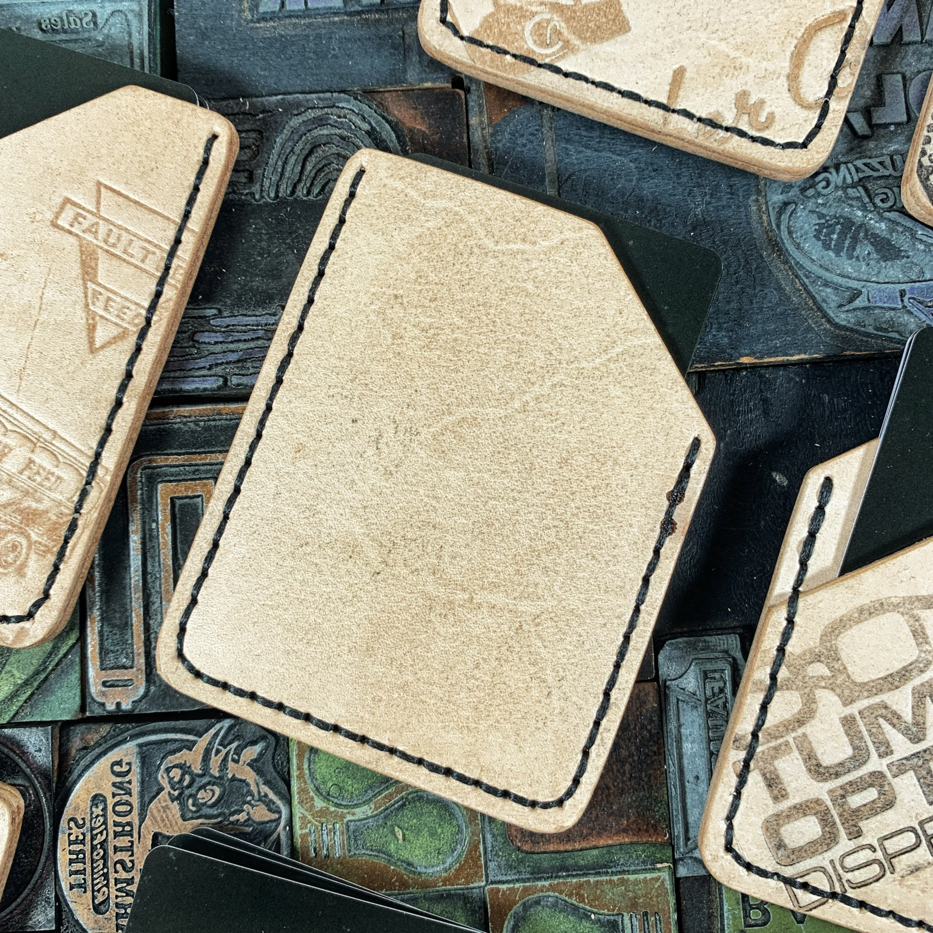 Ludke Electric Repurposed Printing Block Stamp Leather Minimalist Wallet
