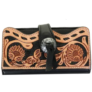 LW196 - Sunflower Tooled Ladies Wallet