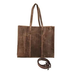 MANDAVA Women's Top Grain Genuine Leather Tote Shoulder Bag for Work Shopping Hunter Leather Big Shopper Bag (Cognac)