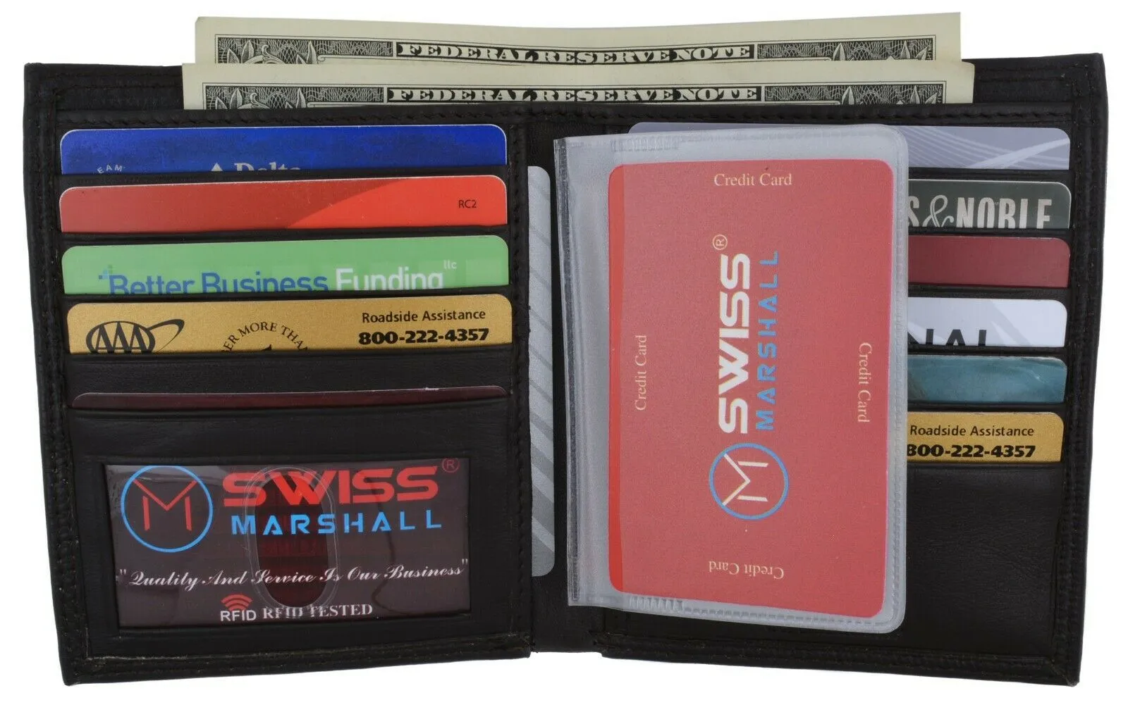Mens Hipster Leather Bifold Credit Card Inserts ID Window European Wallet