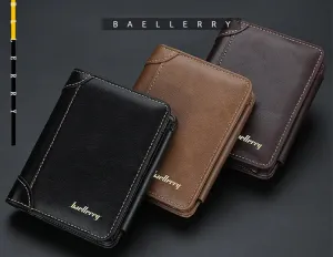 Men's PU Leather Wallets Zipper Short Design Card Holder  zd82
