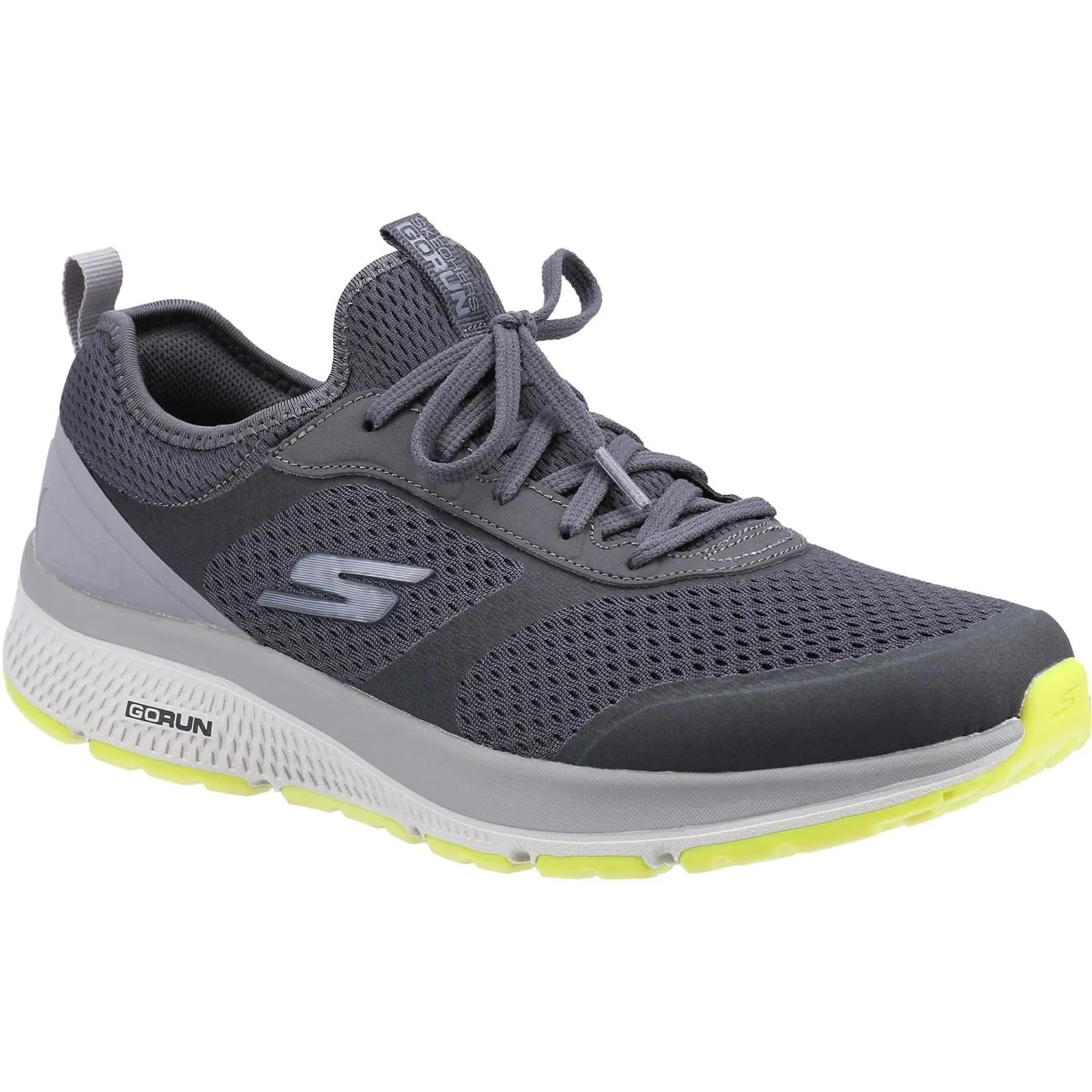 Men's Wide Fit Skechers 220102 GOrun Consistent Trainers - Charcoal/Lime
