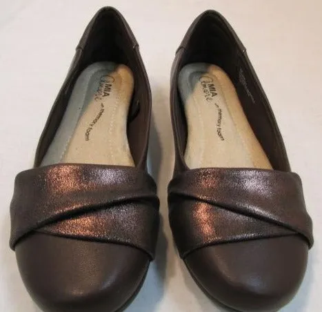 Mia Amore "Corra" Brown Crossover Strap Slip-On Flats
