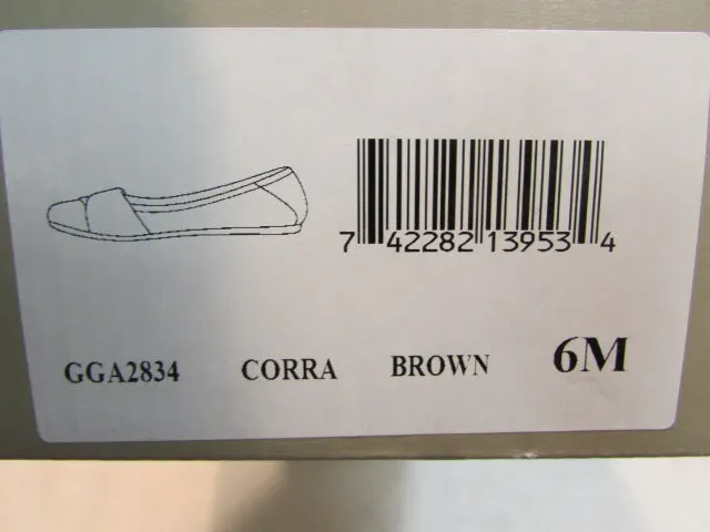 Mia Amore "Corra" Brown Crossover Strap Slip-On Flats