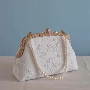 Mqtime Lace Flowers Vintage Bag Beads Shell Lock Bags Chain Women Shoulder Crossbody Bag Women's Handbags Purses