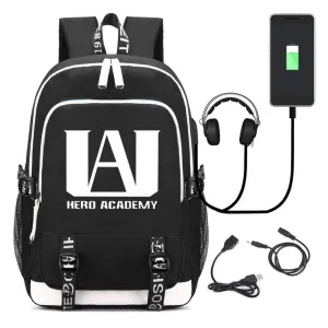 My Hero Academia College Bag Daypack Backpack Laptop with USB Charging Port