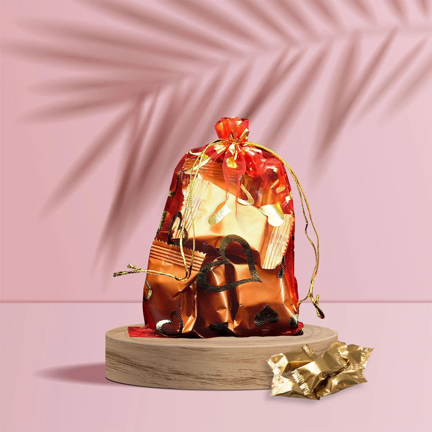 Net Fabric Drawstring Pouch – Ideal for Dry Fruits, Organza Shagun Potli (Mix Sizes & Design)