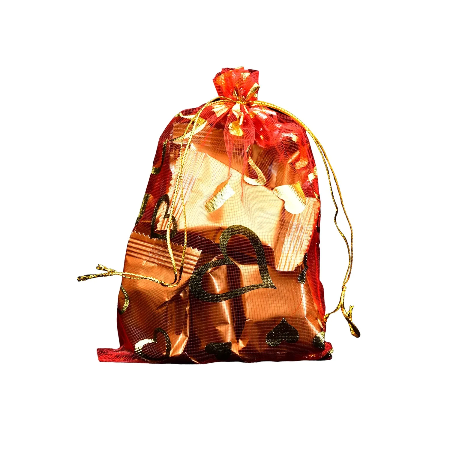 Net Fabric Drawstring Pouch – Ideal for Dry Fruits, Organza Shagun Potli (Mix Sizes & Design)