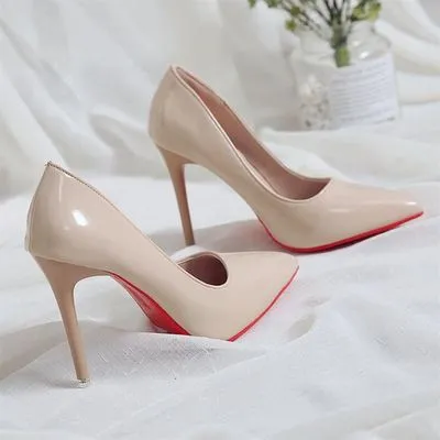 Office Plain Pointed Toe Slip On Pumps