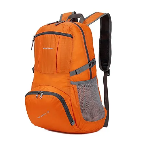 ORICSSON Men and Women Foldable Outdoor Tear and Water Resistant Backpack Daypack,Orange 35L
