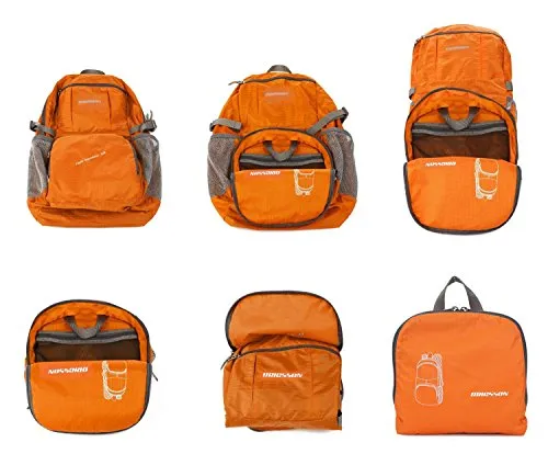 ORICSSON Men and Women Foldable Outdoor Tear and Water Resistant Backpack Daypack,Orange 35L