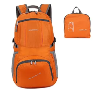 ORICSSON Men and Women Foldable Outdoor Tear and Water Resistant Backpack Daypack,Orange 35L