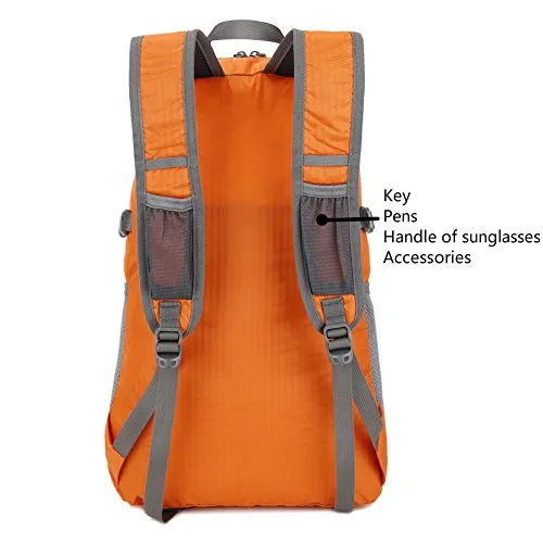 ORICSSON Men and Women Foldable Outdoor Tear and Water Resistant Backpack Daypack,Orange 35L