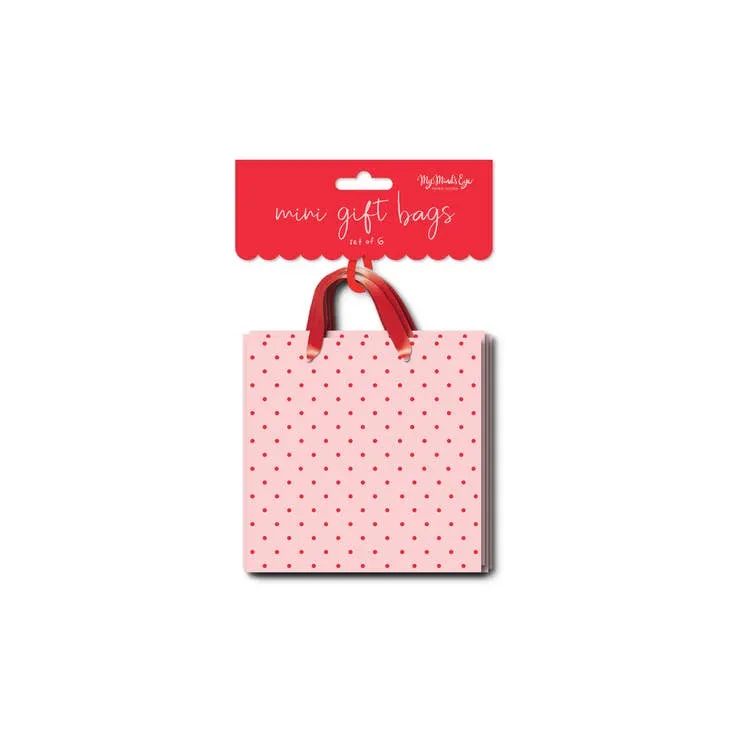 Pink Red Polka Dots Mini Gift Bags- 6pk S0169