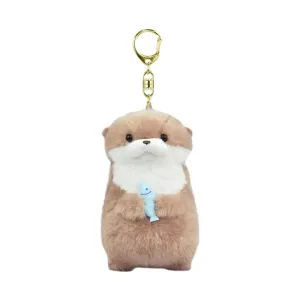 Plush Cute Otter Holding Fish Keyrings Lightweight Hanging Pendant Props For School Bag Key Wallet Doll Toy Gifts 11cm