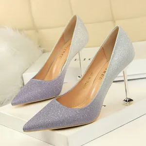Point Toe Glitter Kit Heel Fashion Pumps