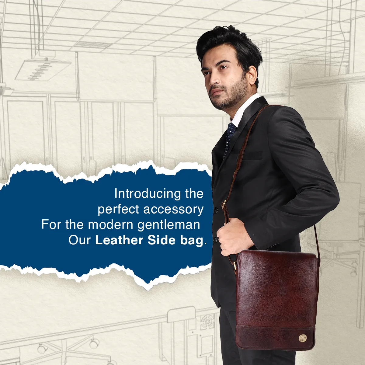Premium Leather Sling Bag For Men - Adjustable Shoulder Strap - Ideal For Travel, College, and Office