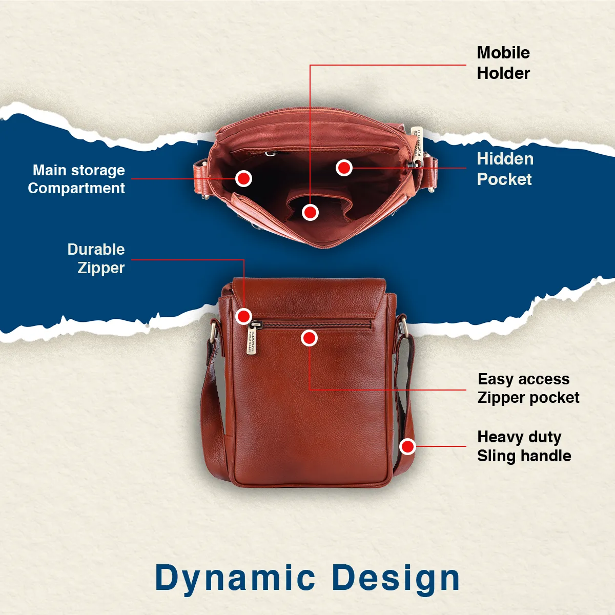 Premium Leather Sling Bag For Men - Adjustable Shoulder Strap - Ideal For Travel, College, and Office