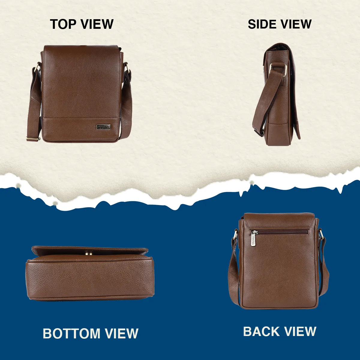 Premium Leather Sling Bag For Men - Adjustable Shoulder Strap - Ideal For Travel, College, and Office