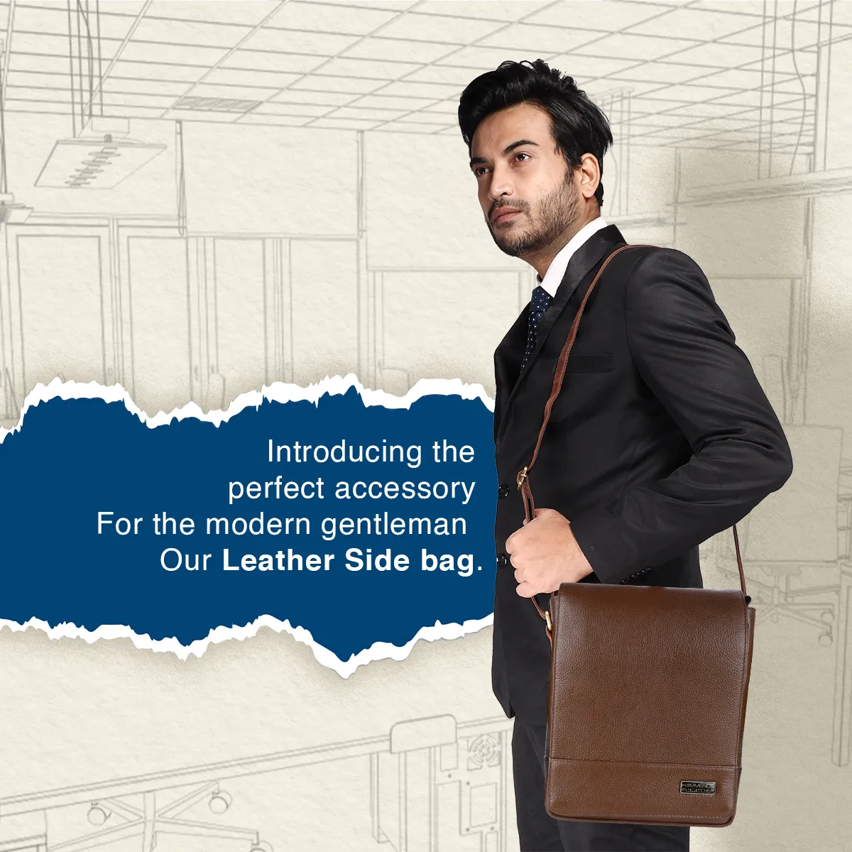 Premium Leather Sling Bag For Men - Adjustable Shoulder Strap - Ideal For Travel, College, and Office