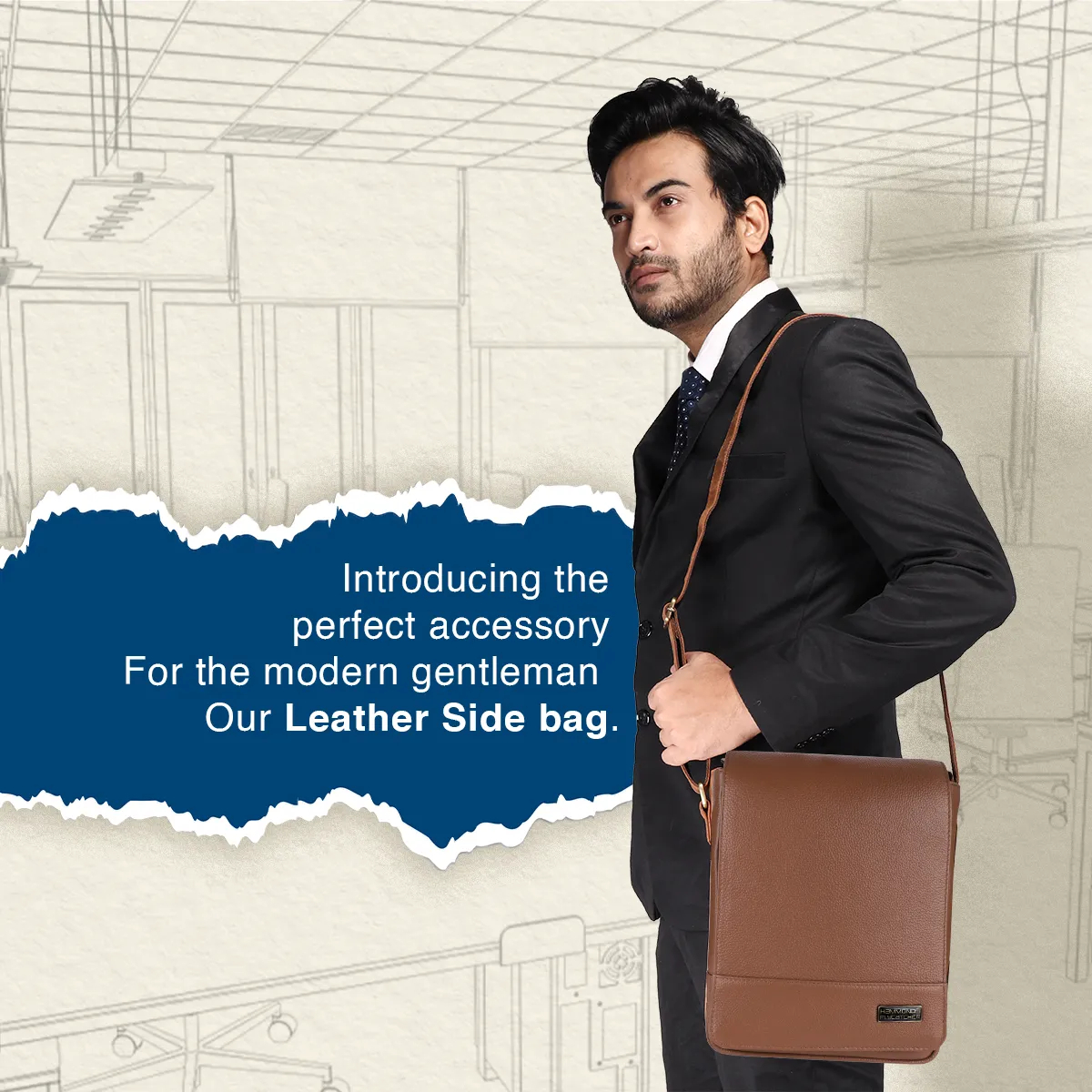 Premium Leather Sling Bag For Men - Adjustable Shoulder Strap - Ideal For Travel, College, and Office