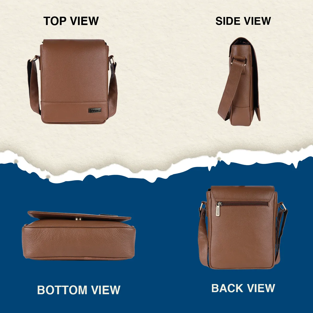 Premium Leather Sling Bag For Men - Adjustable Shoulder Strap - Ideal For Travel, College, and Office