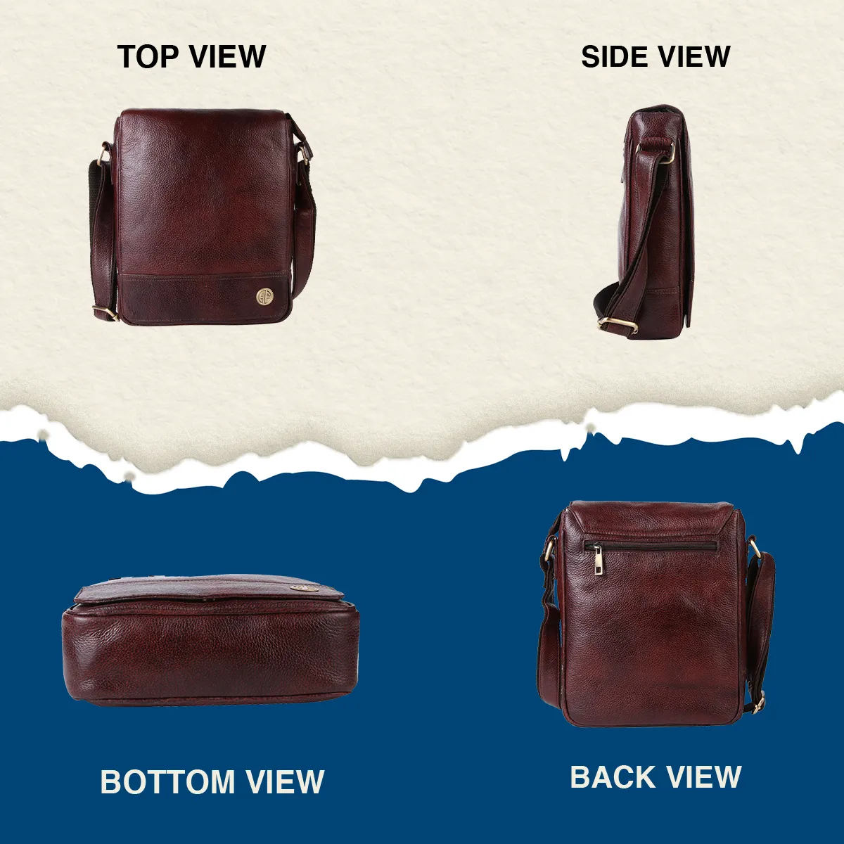 Premium Leather Sling Bag For Men - Adjustable Shoulder Strap - Ideal For Travel, College, and Office