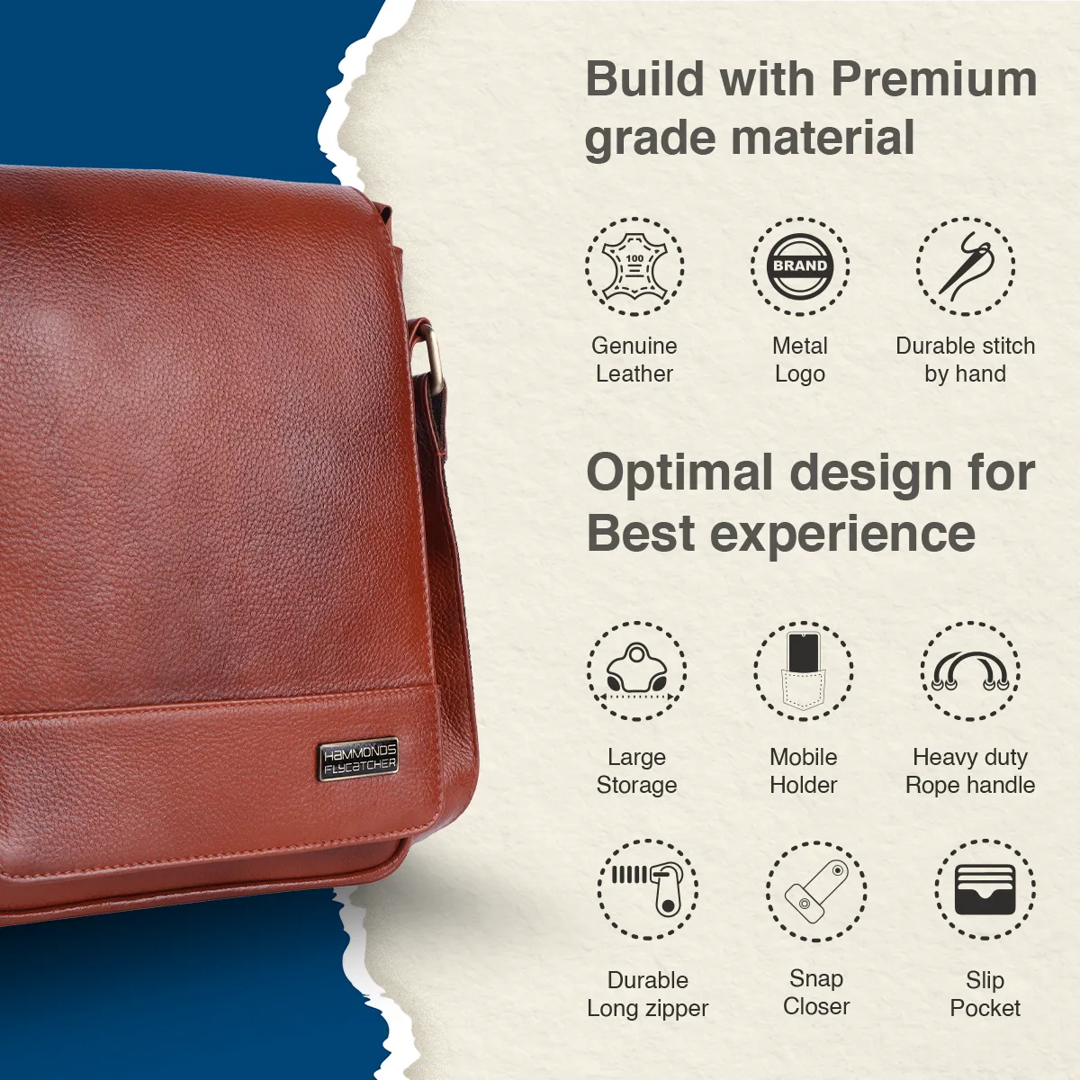 Premium Leather Sling Bag For Men - Adjustable Shoulder Strap - Ideal For Travel, College, and Office