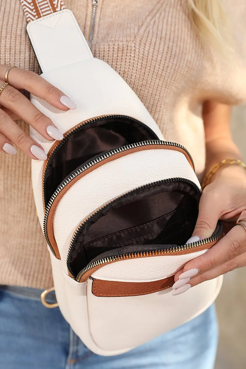 PREORDER! ETA 4/25 White and Tan Sling Bag  **SHIPPING EXPECTED TO BEGIN ON DATE 4/25**