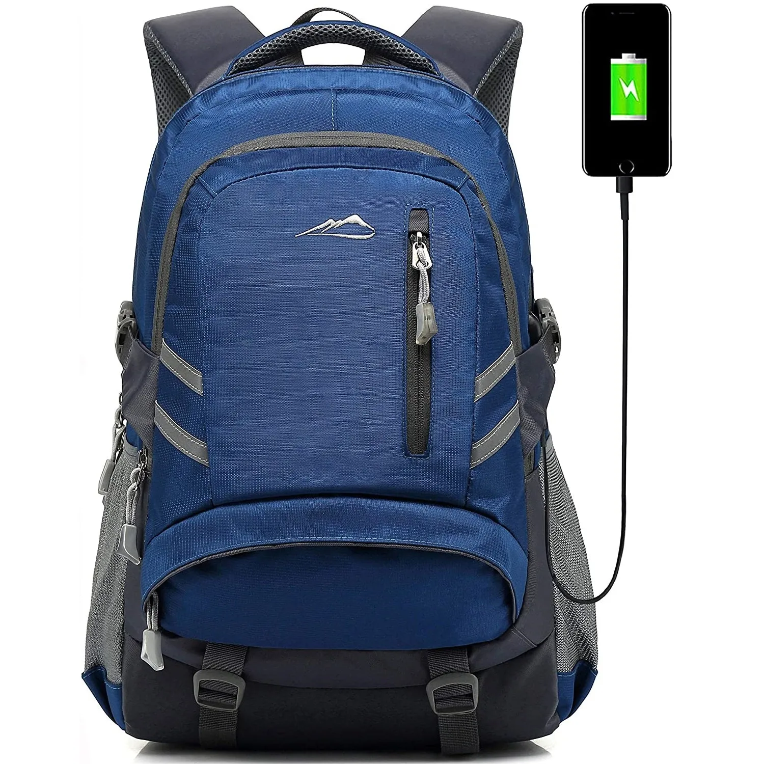 ProEtrade Backpack Bookbag for School College Student Travel Business with USB Charging Port | Navy Blue
