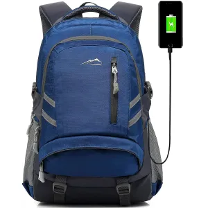 ProEtrade Backpack Bookbag for School College Student Travel Business with USB Charging Port | Navy Blue