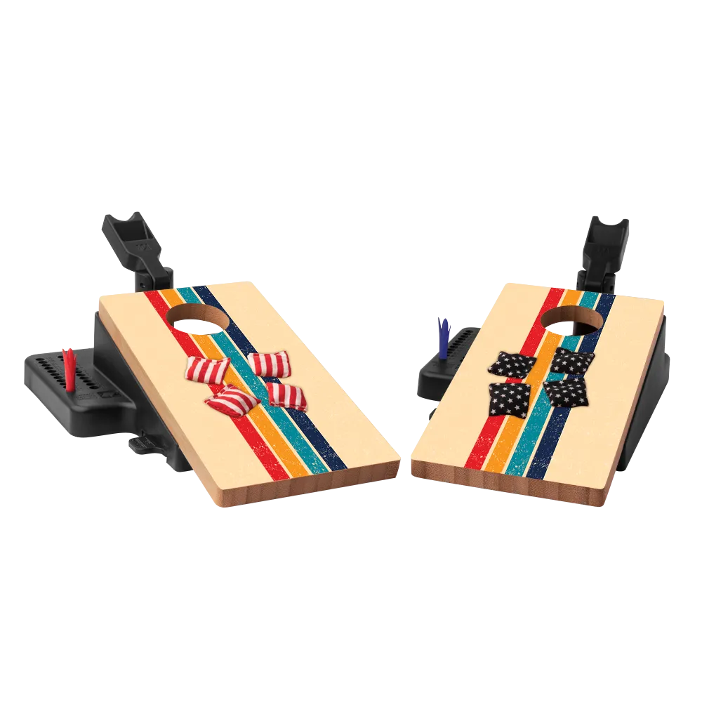 Retro Stripes Double Chuck Mini Cornhole Tabletop Game