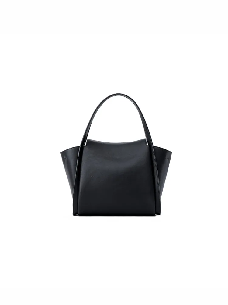 Ruched Medium Leather Tote Bag