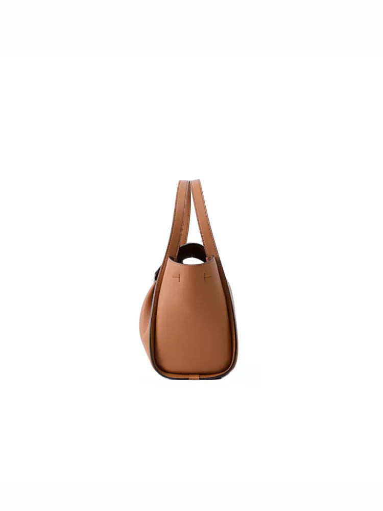Ruched Medium Leather Tote Bag