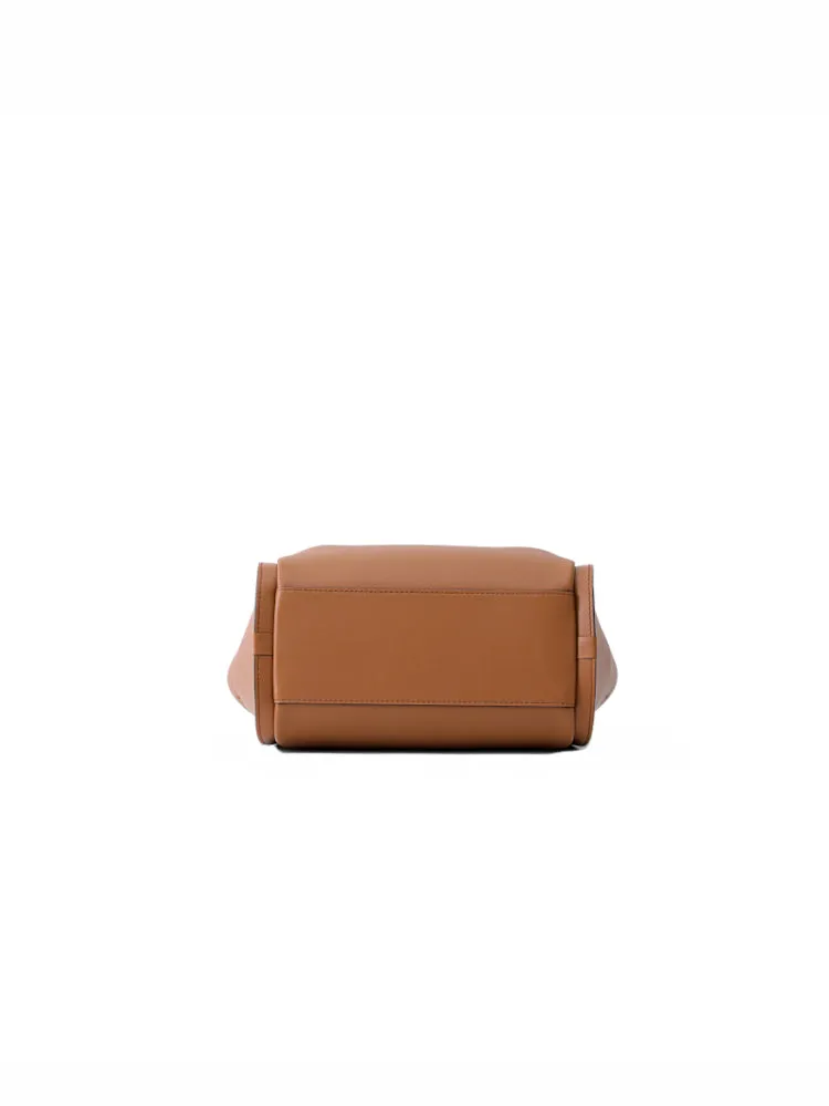 Ruched Medium Leather Tote Bag