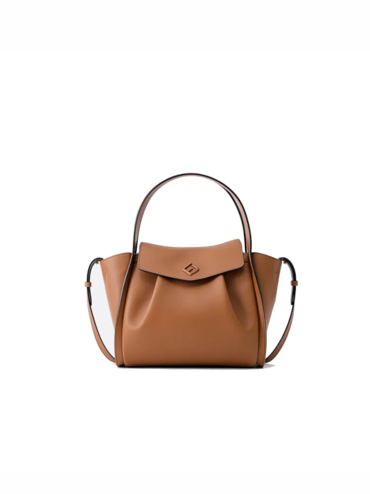 Ruched Medium Leather Tote Bag