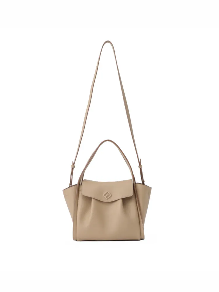 Ruched Medium Leather Tote Bag