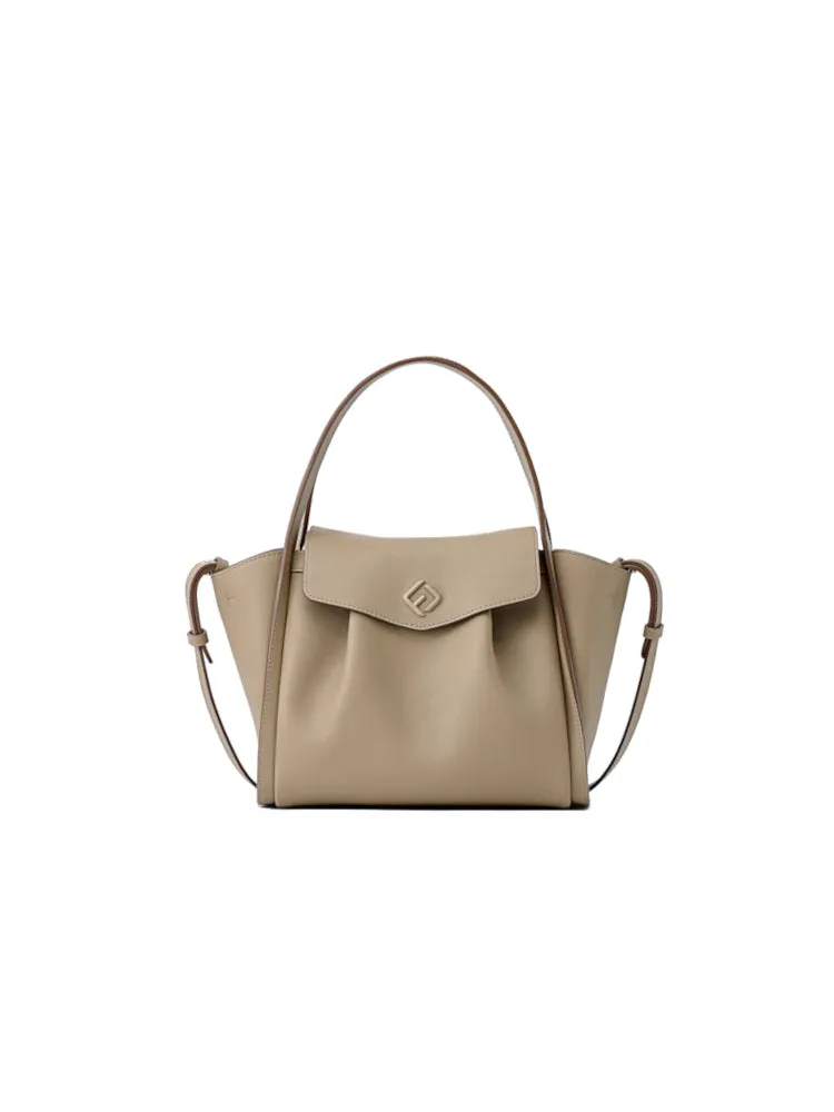 Ruched Medium Leather Tote Bag