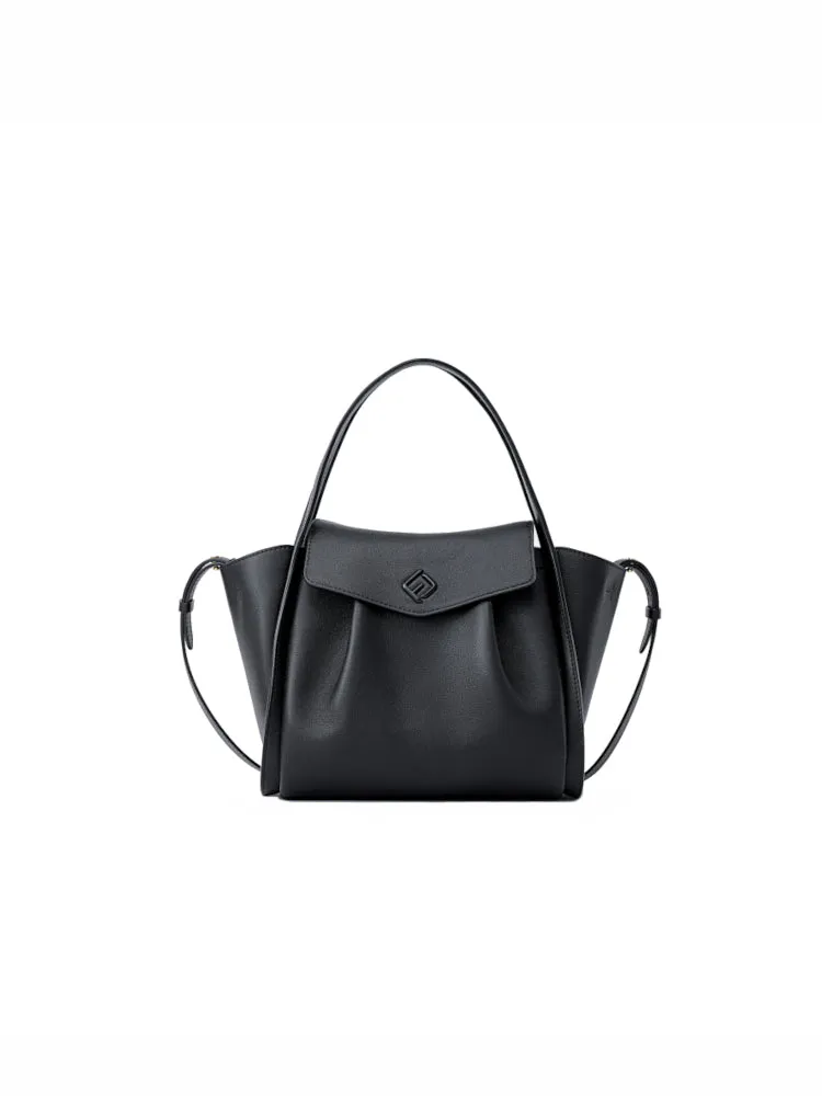 Ruched Medium Leather Tote Bag