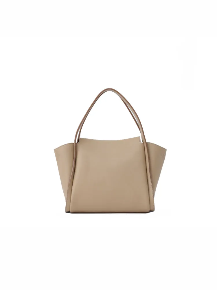 Ruched Medium Leather Tote Bag
