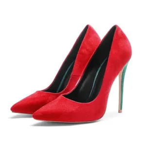 Sexy Suede Color Block Pointed Toe Stiletto Heel Pumps