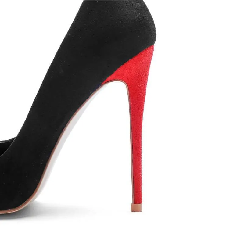 Sexy Suede Color Block Pointed Toe Stiletto Heel Pumps