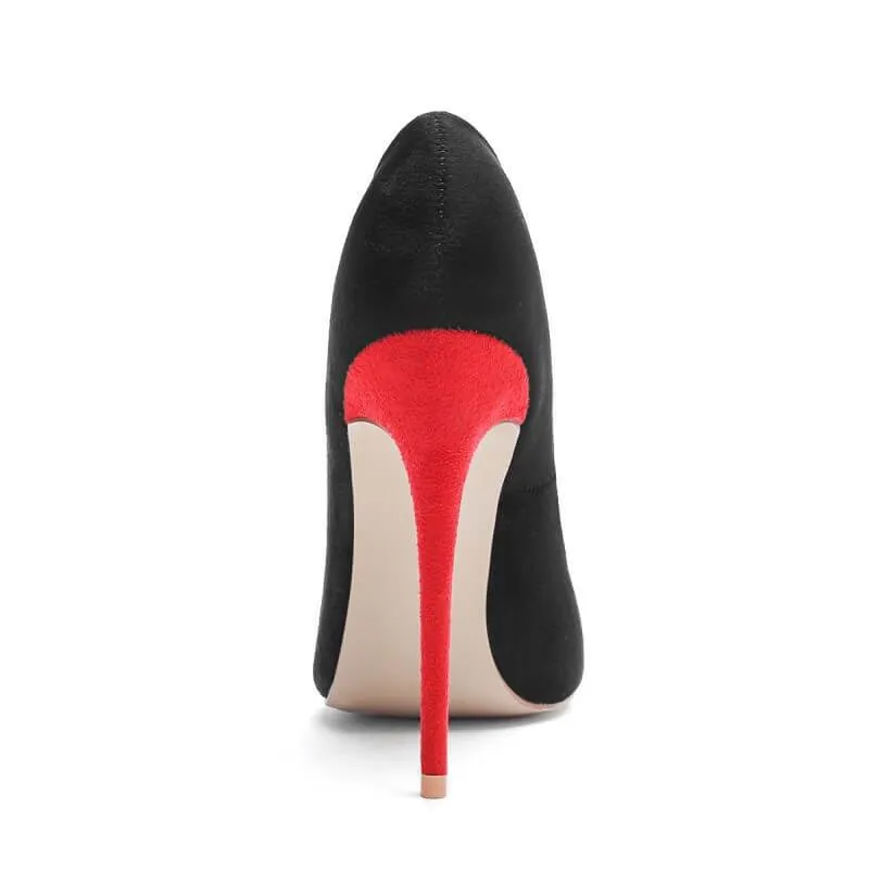 Sexy Suede Color Block Pointed Toe Stiletto Heel Pumps