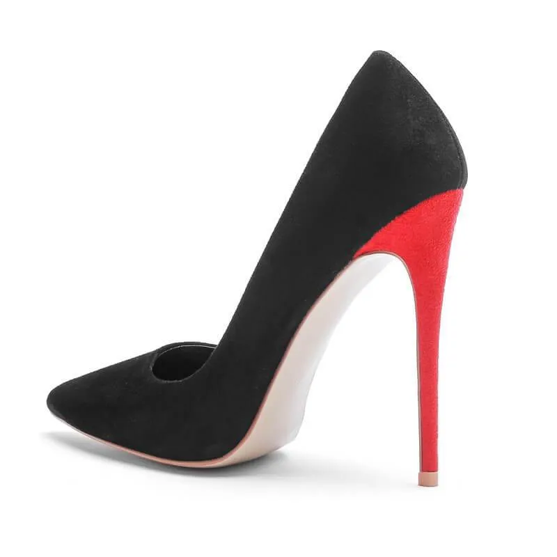 Sexy Suede Color Block Pointed Toe Stiletto Heel Pumps